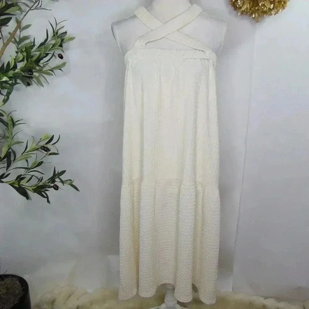 asos design womens cream textured dress sz 12 - Picture 1 of 7